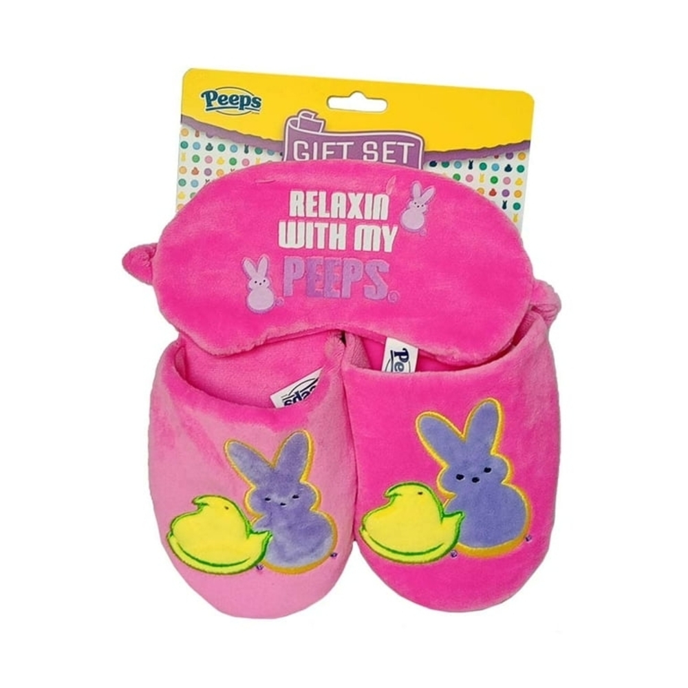 Girls Peeps Pink Eye Mask & Slippers Gift Kids Set Size M (13-1)